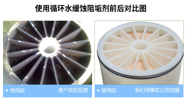 循環水緩蝕阻垢劑使用前后